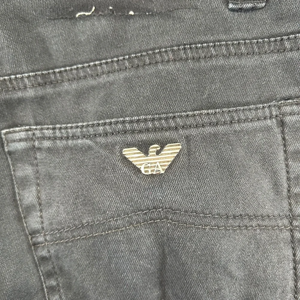 Armani Jeans Straight Leg Denim Mens 31x27 Black Made in Italy Eagle Logo